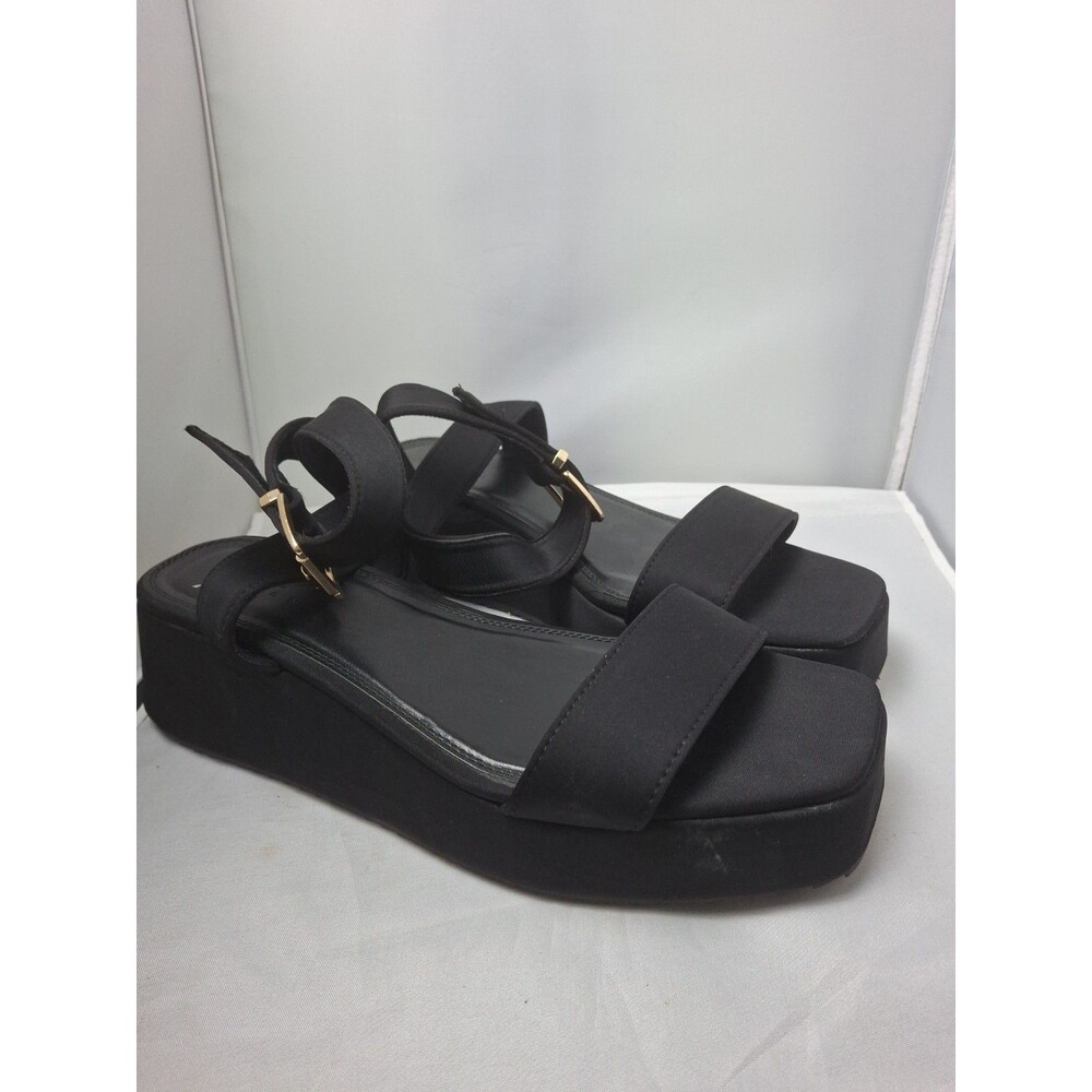 ASOS DESIGN black Ankle Strap Sandals Size 8 W